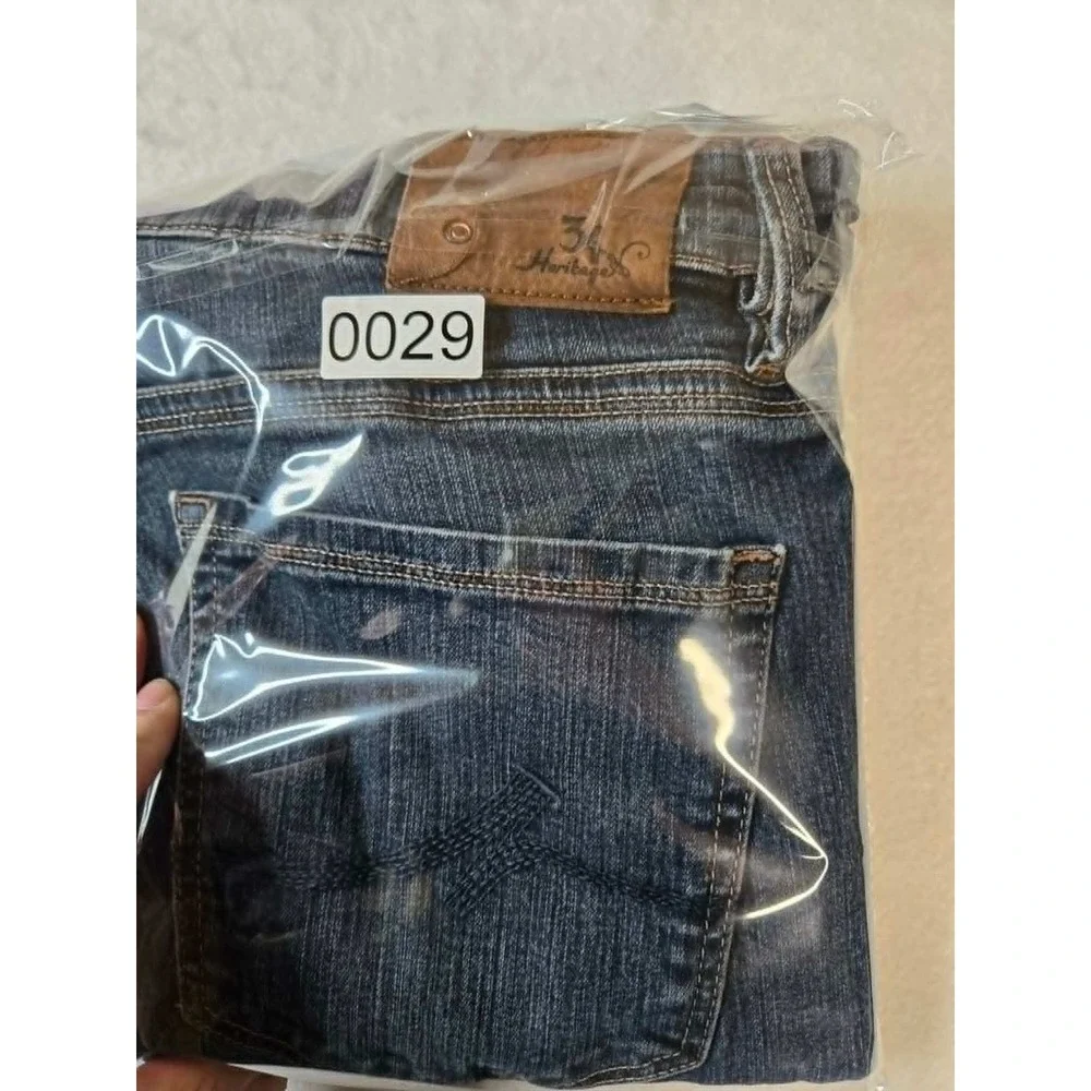 34 Heritage Courage Straight Leg Jeans Mens 34x32 Dark Wash Blue Denim Stretch